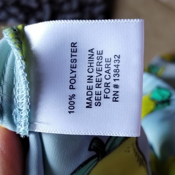 Modcloth Blue yellow lemon print v-neckline blouse size small short sleeve w/tie - Picture 11 of 12
